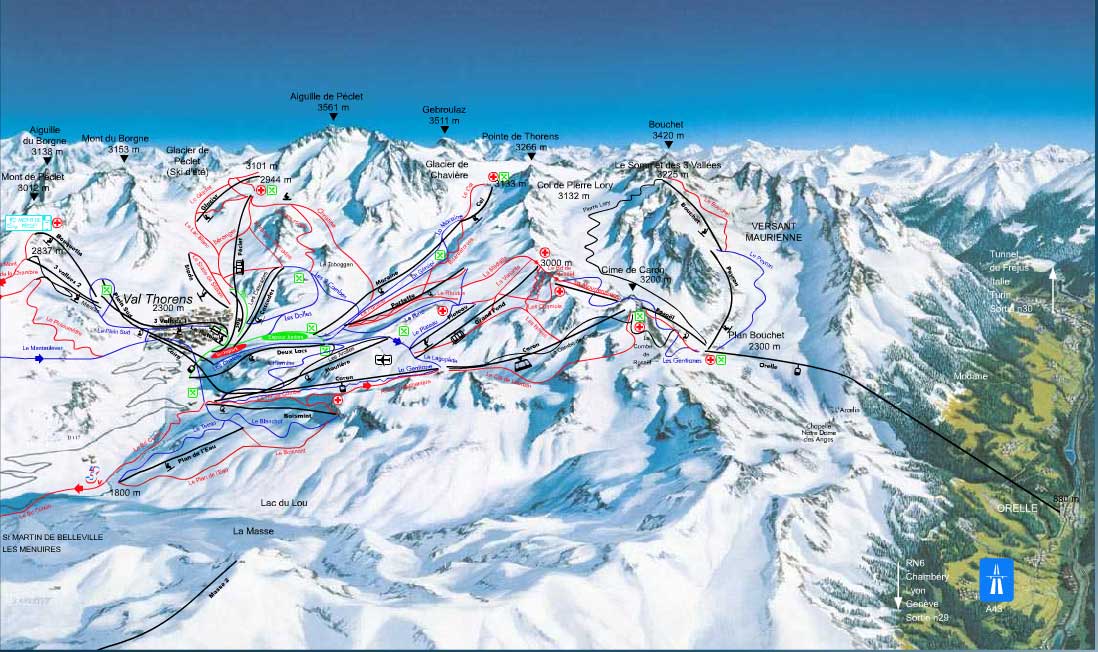 Plan des pistes de Val THorens.